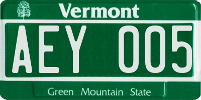 VT license plate AEY005