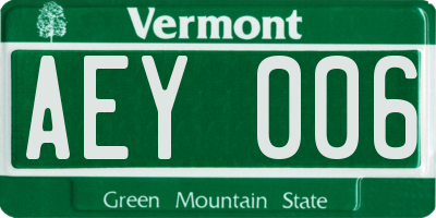 VT license plate AEY006