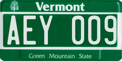 VT license plate AEY009