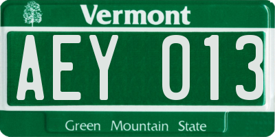 VT license plate AEY013