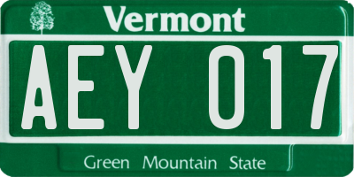 VT license plate AEY017