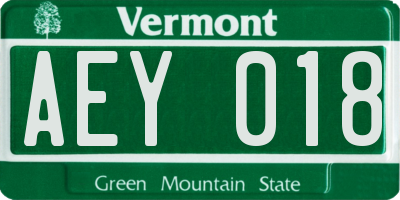 VT license plate AEY018