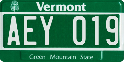 VT license plate AEY019