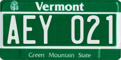 VT license plate AEY021