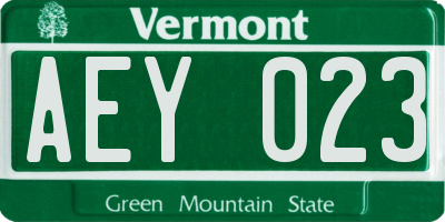 VT license plate AEY023