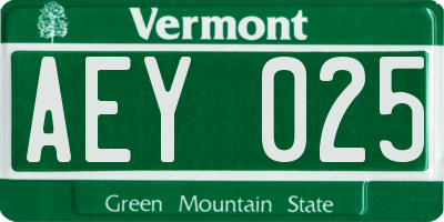VT license plate AEY025
