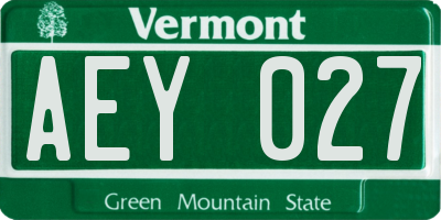 VT license plate AEY027
