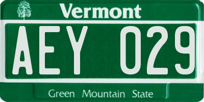 VT license plate AEY029