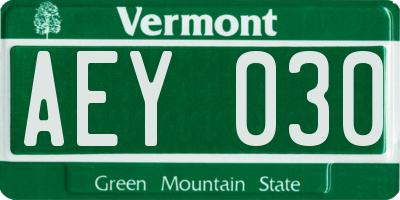 VT license plate AEY030