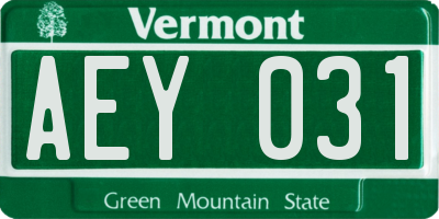 VT license plate AEY031