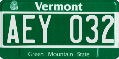 VT license plate AEY032