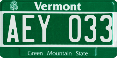VT license plate AEY033
