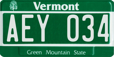 VT license plate AEY034