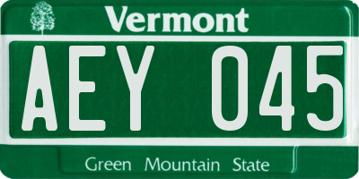 VT license plate AEY045