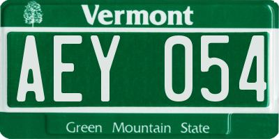 VT license plate AEY054