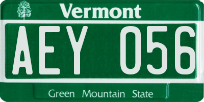 VT license plate AEY056