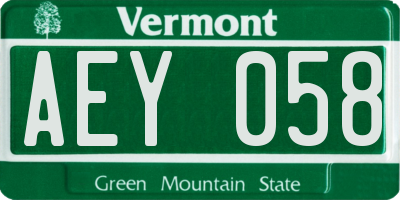 VT license plate AEY058
