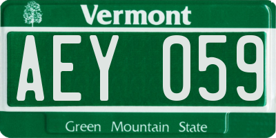 VT license plate AEY059
