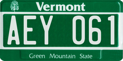 VT license plate AEY061