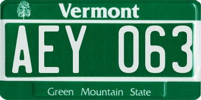 VT license plate AEY063