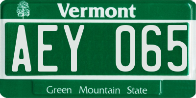 VT license plate AEY065