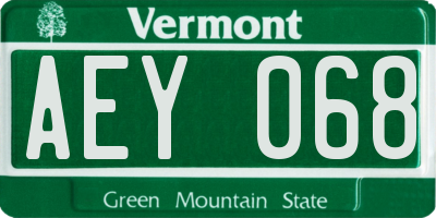 VT license plate AEY068