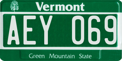 VT license plate AEY069