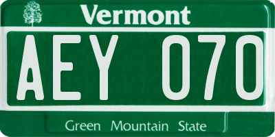 VT license plate AEY070