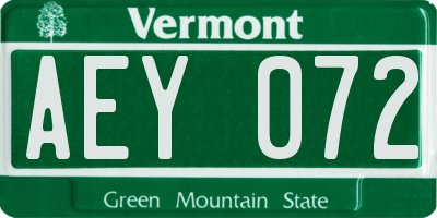 VT license plate AEY072
