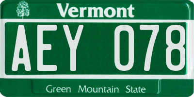 VT license plate AEY078