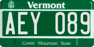 VT license plate AEY089
