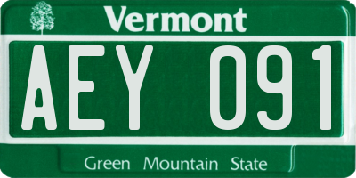 VT license plate AEY091