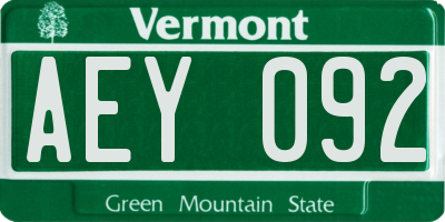 VT license plate AEY092