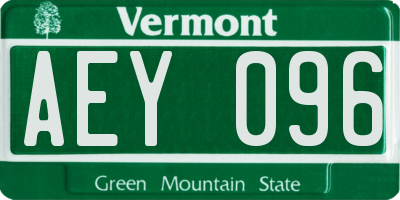 VT license plate AEY096