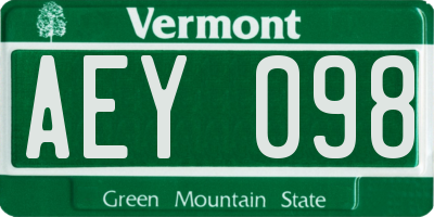 VT license plate AEY098