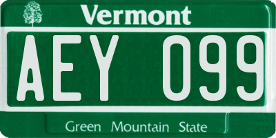 VT license plate AEY099