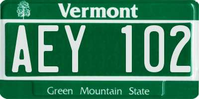 VT license plate AEY102