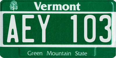 VT license plate AEY103