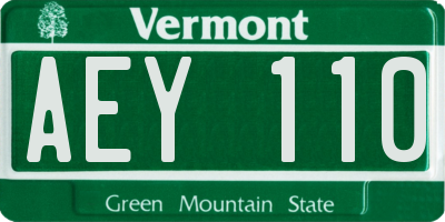 VT license plate AEY110