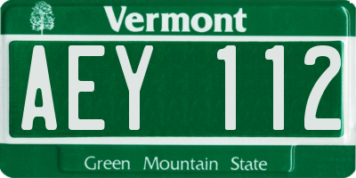 VT license plate AEY112