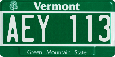 VT license plate AEY113