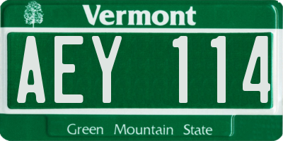 VT license plate AEY114