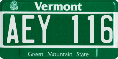 VT license plate AEY116
