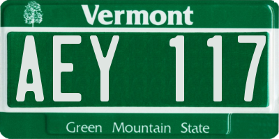 VT license plate AEY117