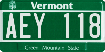 VT license plate AEY118