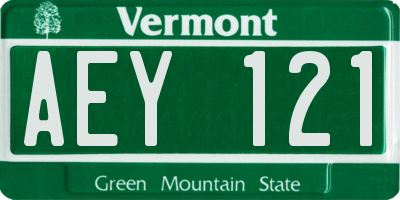 VT license plate AEY121