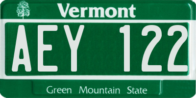 VT license plate AEY122