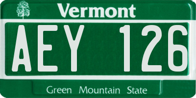 VT license plate AEY126