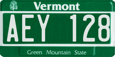 VT license plate AEY128