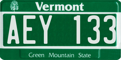 VT license plate AEY133